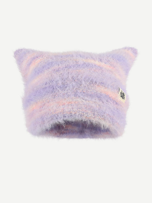 Soft Cat Beanie Pink Purple