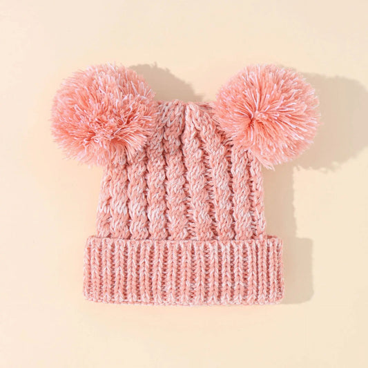 Double Pompom Beanie Pink