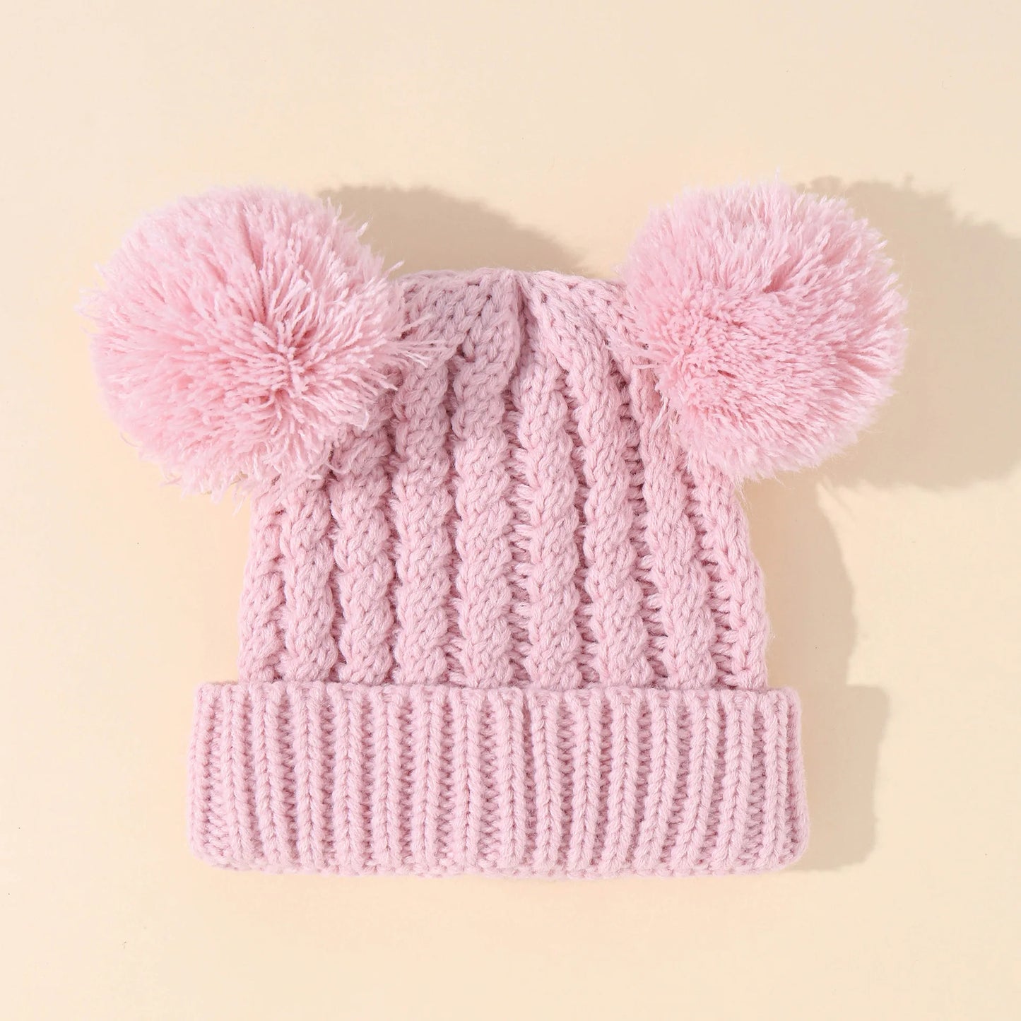Double Pompom Beanie Pink