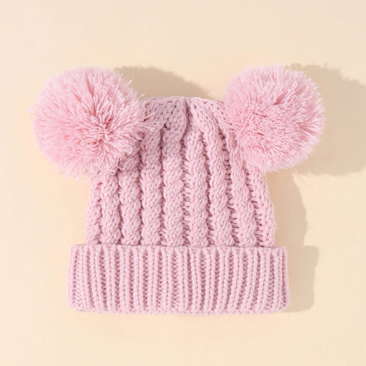 Double Pompom Beanie Pink